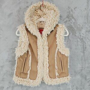 Collection Vest Womens S Faux Suede/Shearling Lined Hooded Festival Boho Hippie